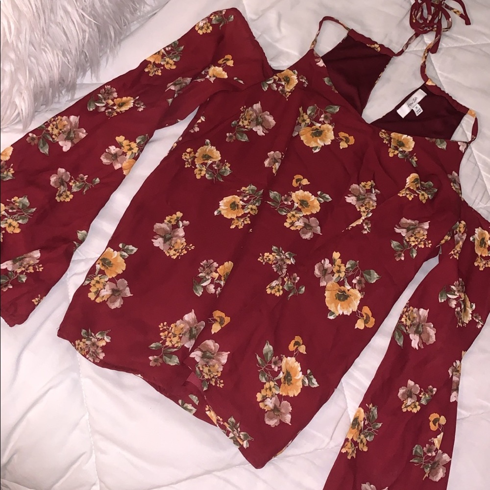 Maroon flowered blouse